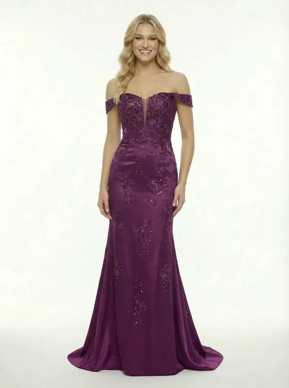 Classy Off the Shoulder Corset Lace Appliques Mermaid Party Prom Dress sold by ChicSew