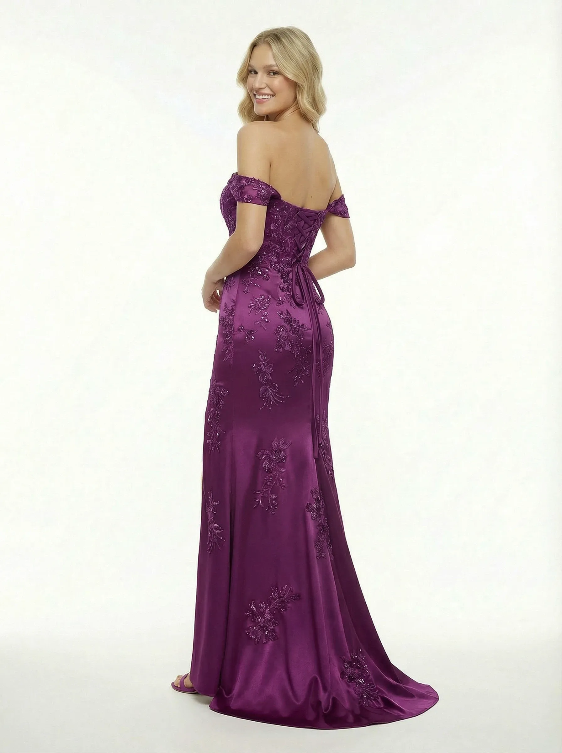 Classy Off the Shoulder Corset Lace Appliques Mermaid Party Prom Dress sold by ChicSew product image thumbnail 3