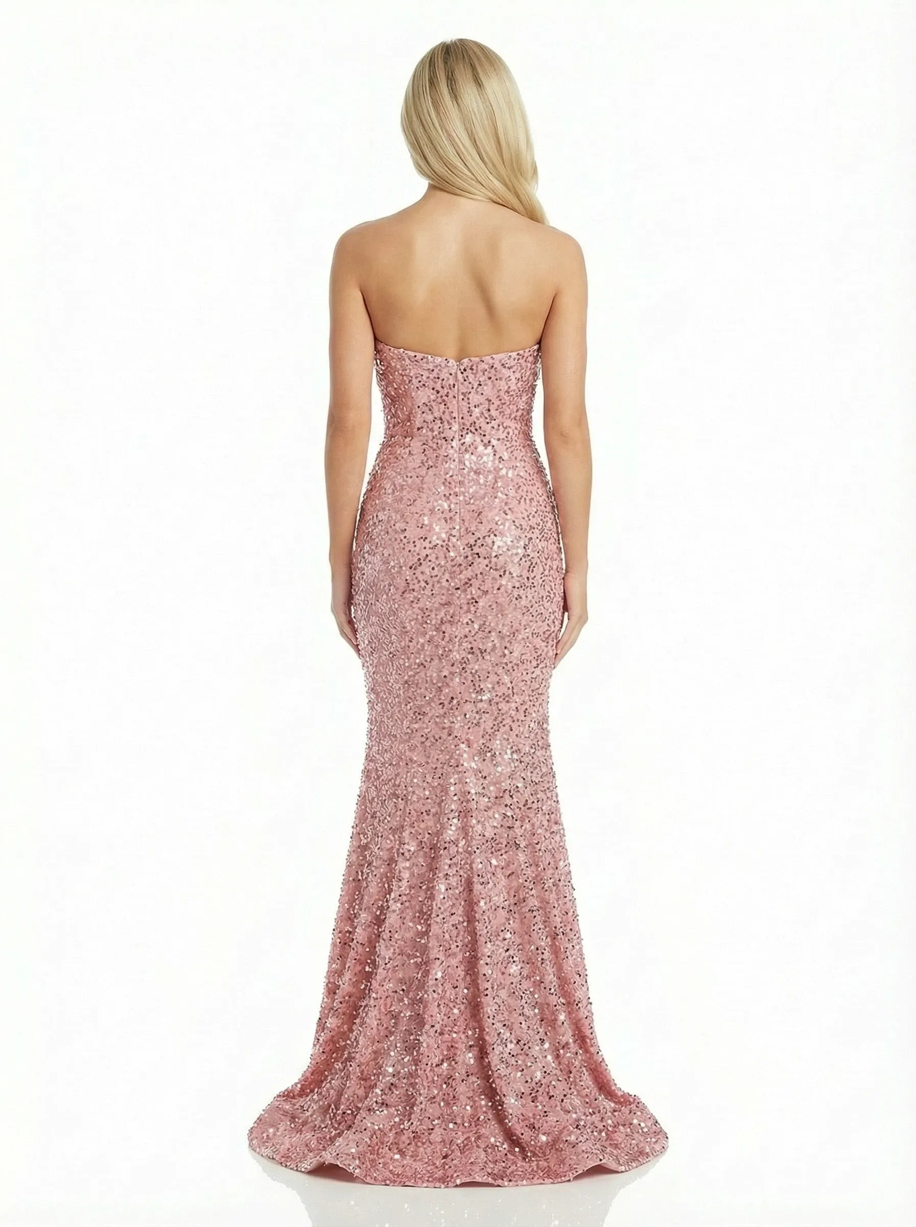 Strapless Sweetheart Prom Gown Mermaid Sequin Long Formal Dress With Side Slit sold by ChicSew product image thumbnail 2