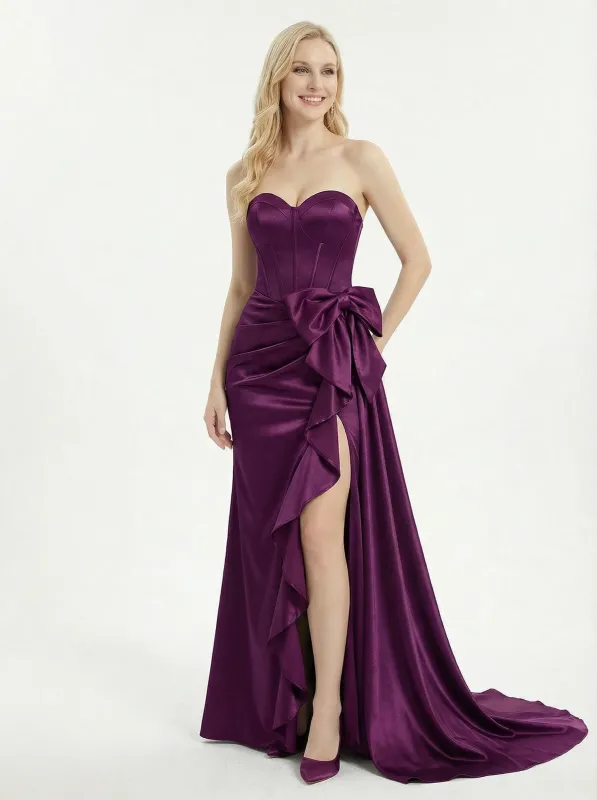 Elegant Strapless Satin Sweetheart Mermaid Corset Sexy Prom Dresses sold by ChicSew