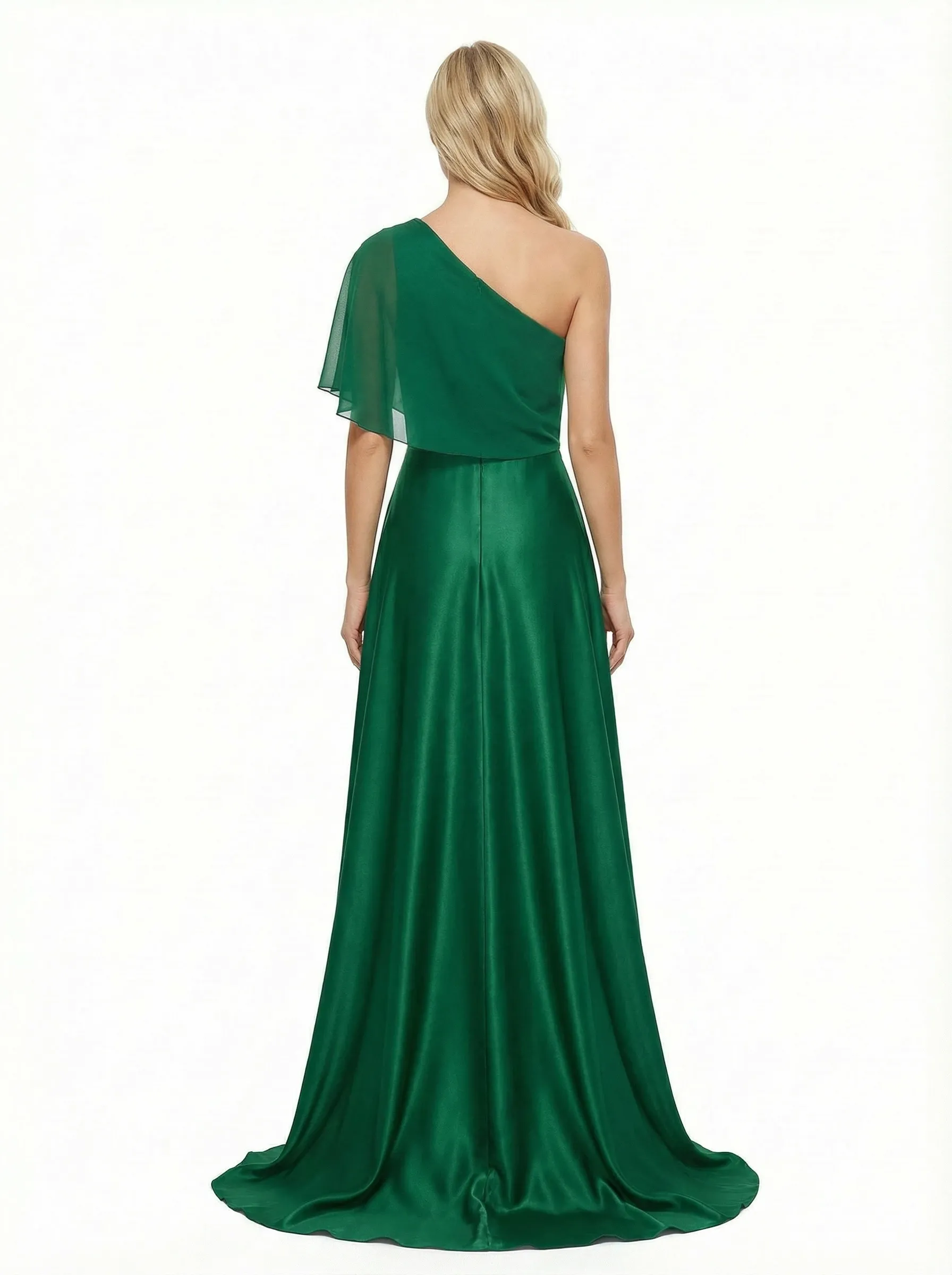 ChicSew Modern One Shoulder Chiffon Overlay A-Line Satin Evening Prom Gowns sold by ChicSew product image thumbnail 3
