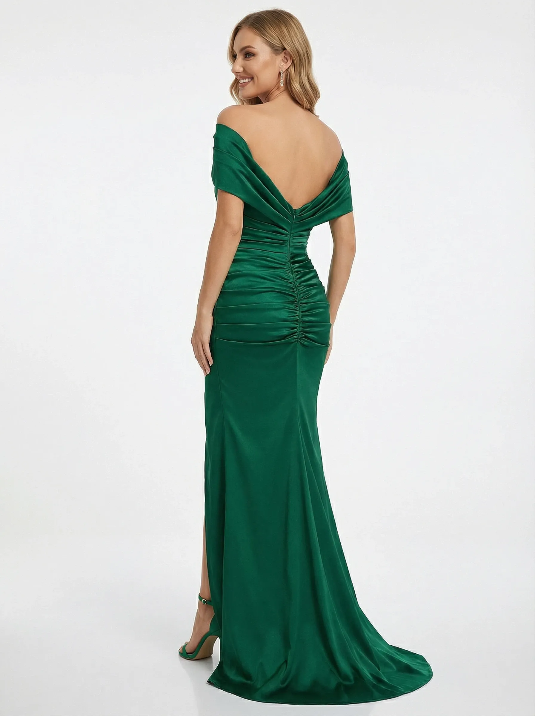 ChicSew Sexy Off the Shoulder Floor Length Ruched Mermaid Prom Gown Slit sold by ChicSew product image thumbnail 3