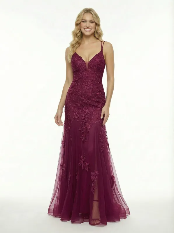 Spaghetti V-Neck Strap Lace Beaded Mermaid Long Formal Dresses sold by ChicSew