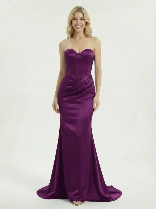 Elegant Strapless Satin Sweetheart Mermaid Boning  Formal Gown sold by ChicSew