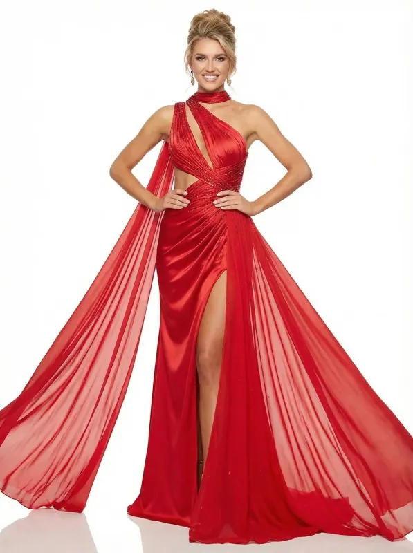 Elegent Satin Halter Floor Length Mermaid Side Slit Party Prom Dresses sold by ChicSew