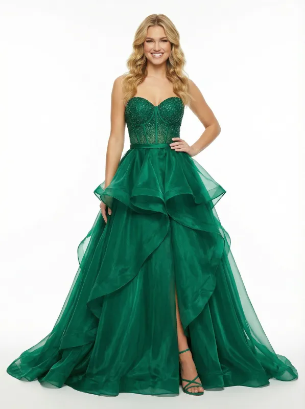 ChicSew Elegent Organza Floor Length Sweetheart Ball Gown Party Prom Dresses sold by ChicSew