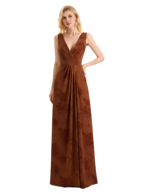 Beautiful V-Neck Mermaid Floral Satin Maxi Floral Formal Dresses For Women sold by ChicSew