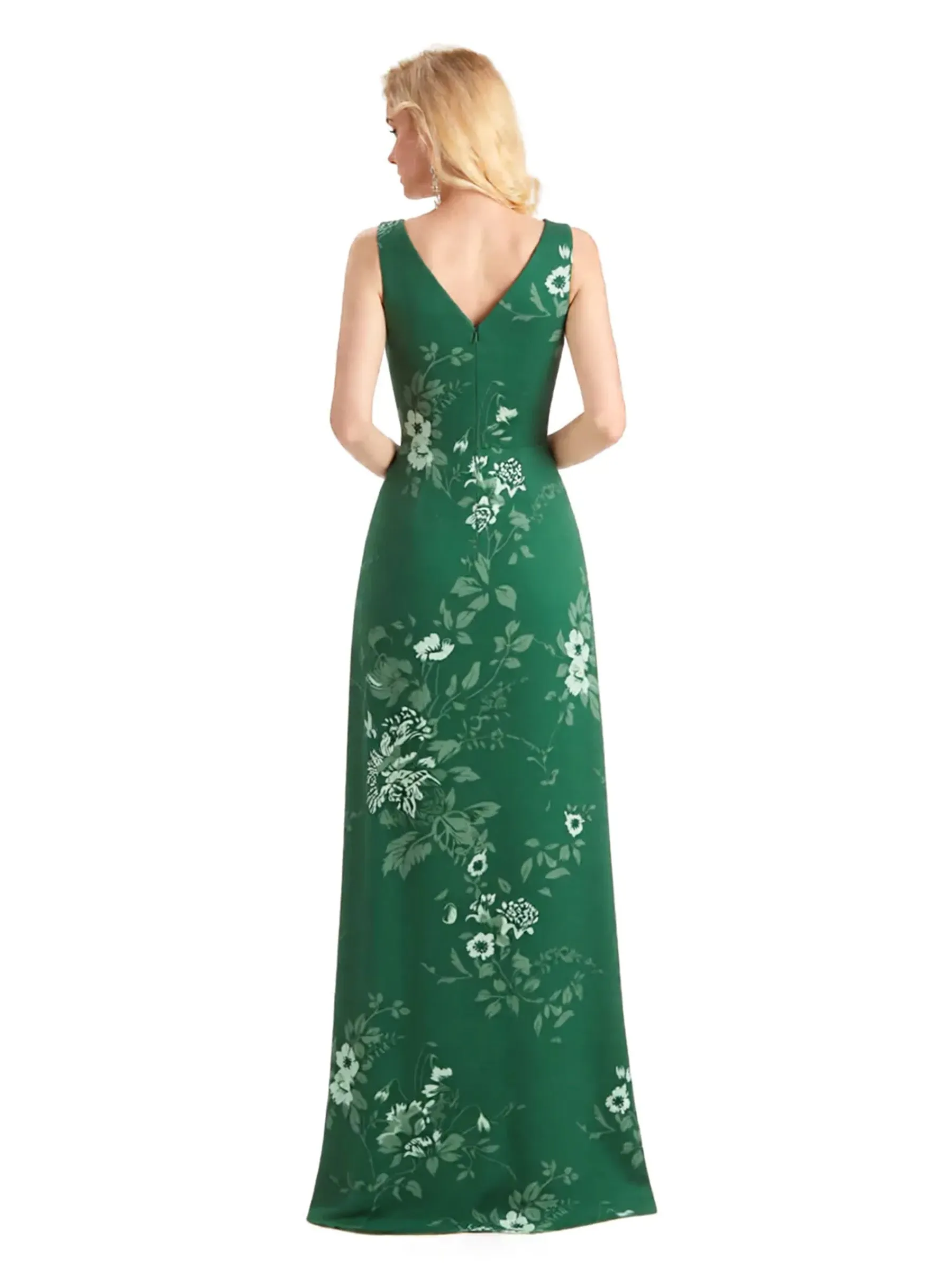 Beautiful V-Neck Mermaid Floral Satin Maxi Floral Formal Dresses For Women sold by ChicSew product image thumbnail 2