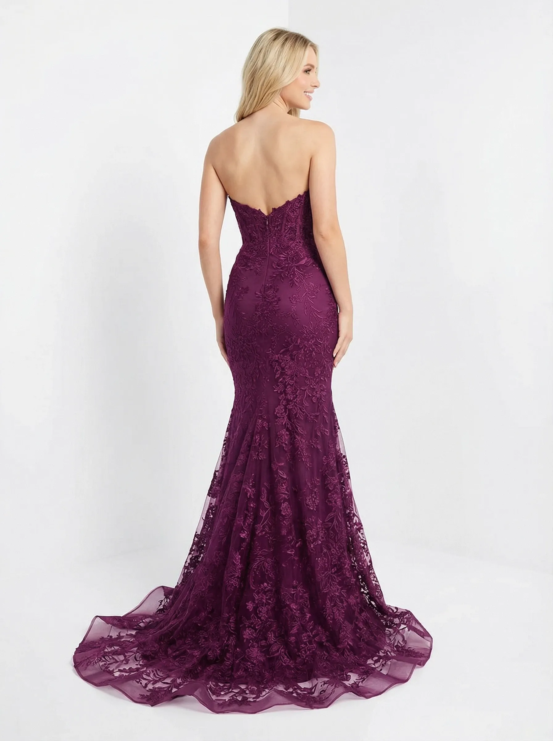 Sexy Strapless Sweetheart Lace Mermaid Formal Evening Gown sold by ChicSew product image thumbnail 3