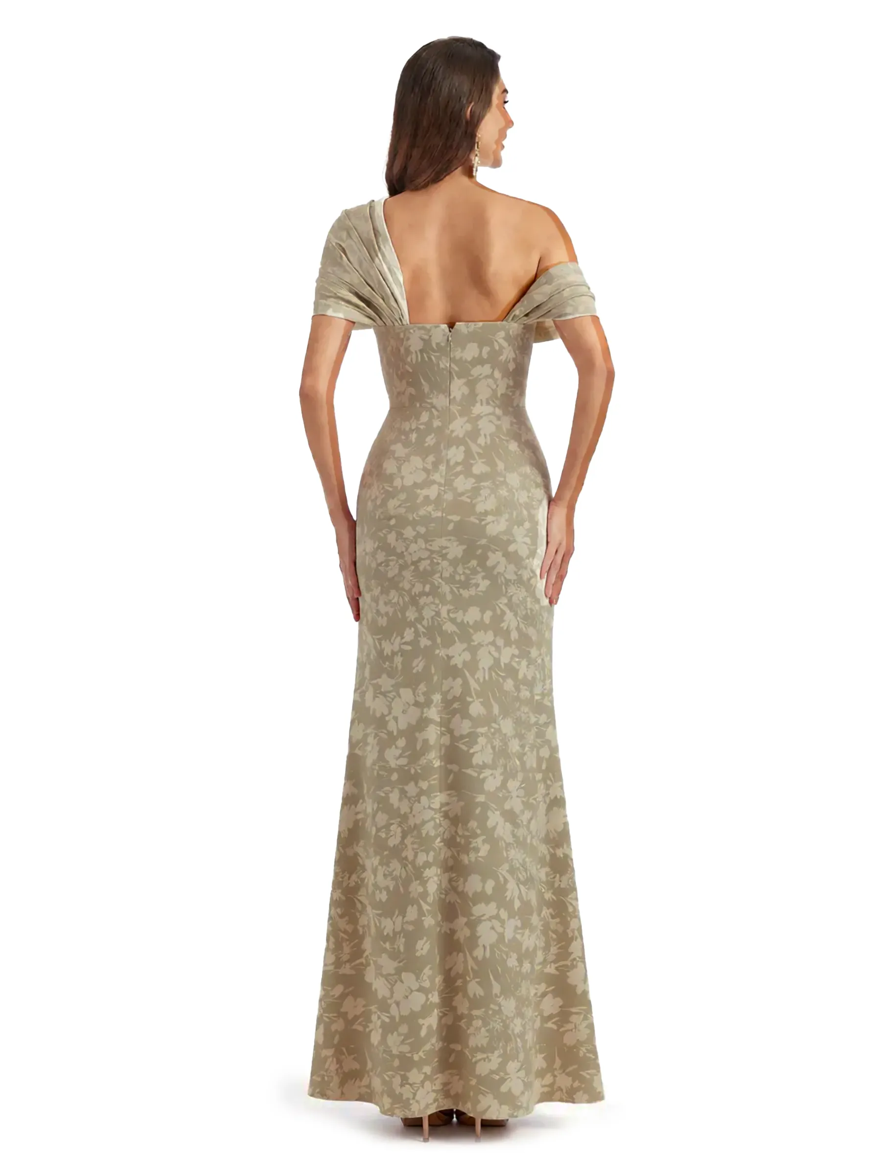 Elegant Asymmetrical Side Slit Mermaid Long Satin Floral Formal Dresses For Women sold by ChicSew product image thumbnail 2