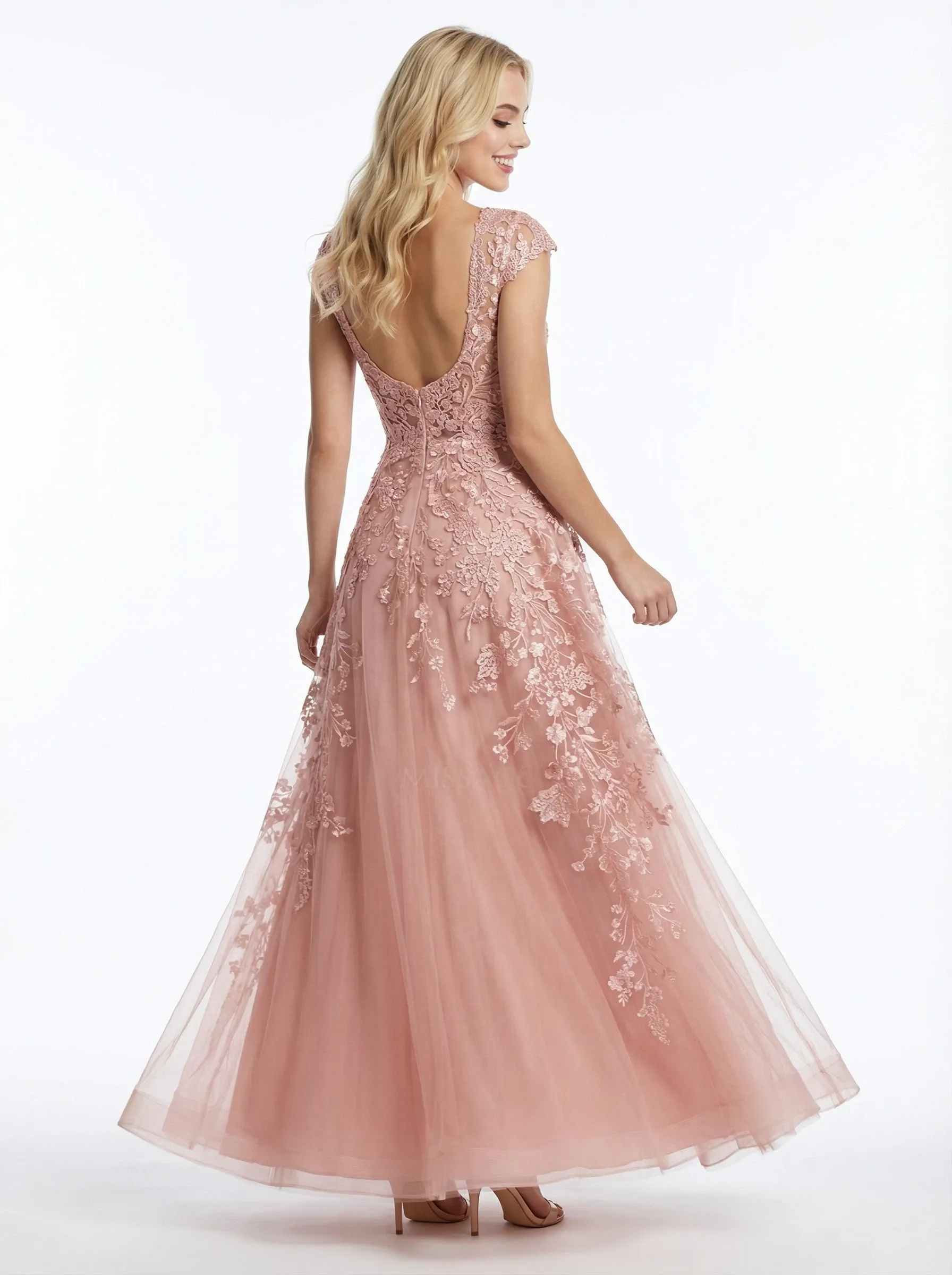 Elegant Illusion Lace A-line Long Party Prom Dresses sold by ChicSew product image thumbnail 3