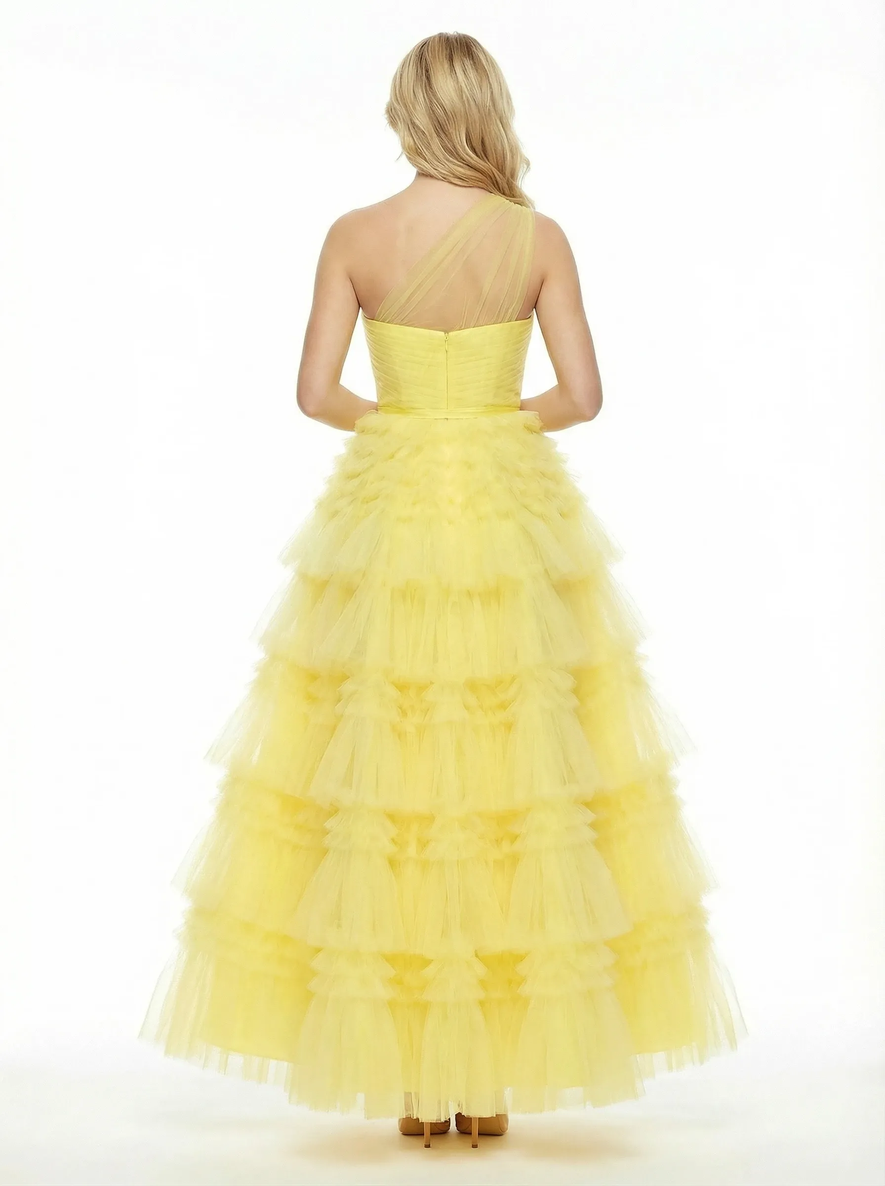 Elegant Tulle Lace Ruffles Off The Shoulder Ball Gown Prom Dress sold by ChicSew product image thumbnail 3