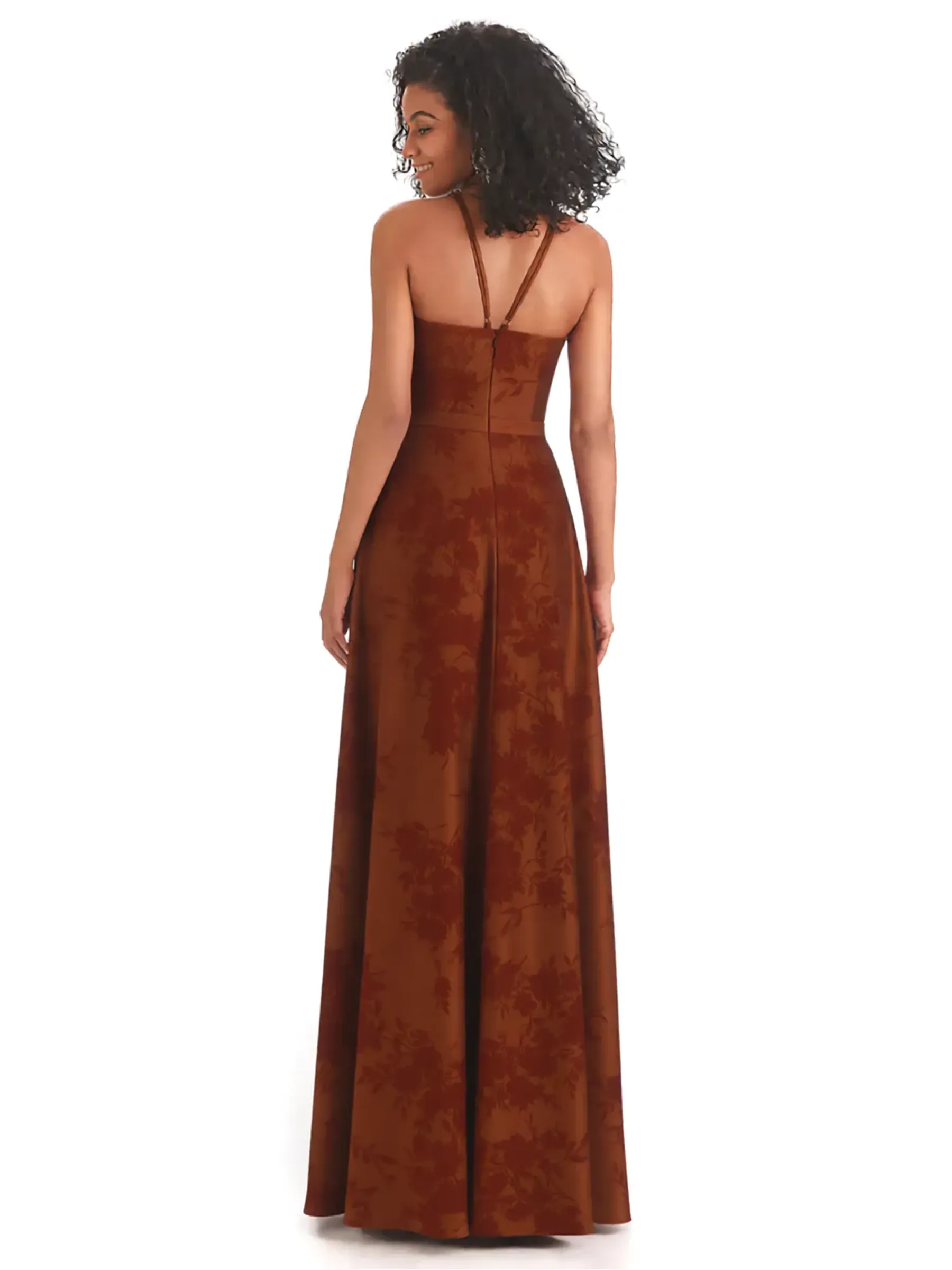 Sexy Spaghetti Straps A-line Long Satin Floral Formal Dresses For Women sold by ChicSew product image thumbnail 2
