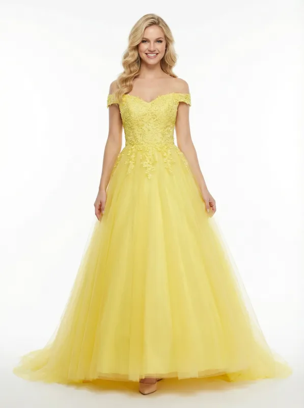 Elegant Lace Appliques Off Shoulder A-Line Party Prom Dresses sold by ChicSew