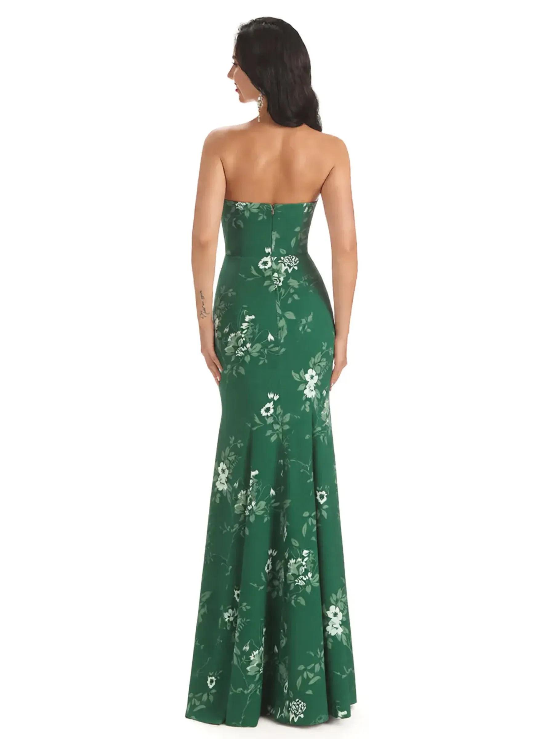 Sexy Sweetheart Side Slit Mermaid Long Satin Floral Formal Dresses For Women sold by ChicSew product image thumbnail 2