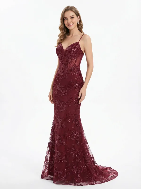 Sexy Lace Mermaid Long Party Prom Dresses For Graduation sold by ChicSew