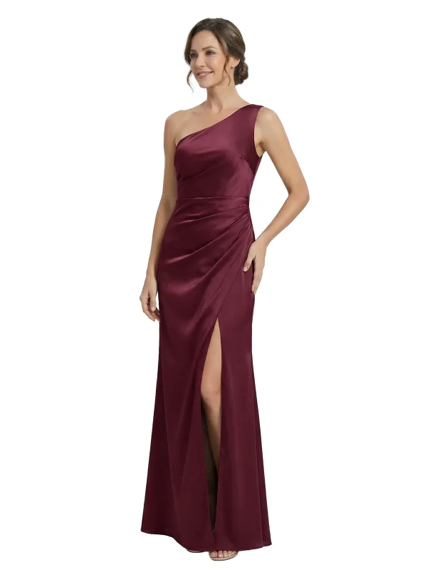 Elegant One Shoulder Satin Floor-Length Mermaid Mother Of The Bride Dresses sold by ChicSew