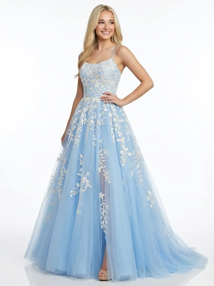 Modern A-line Lace Spaghetti Straps Long Party Prom Dresses sold by ChicSew