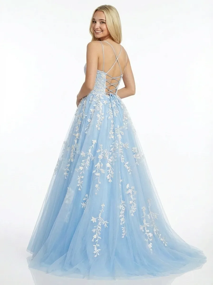 Modern A-line Lace Spaghetti Straps Long Party Prom Dresses sold by ChicSew product image thumbnail 3