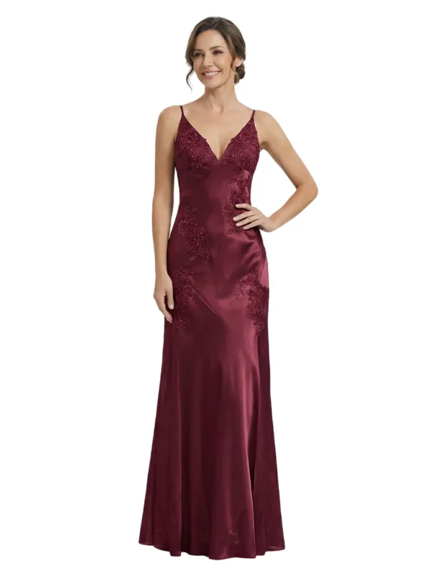 Elegant V-Neck Spaghetti Straps Lace Appliques Mermaid Mother Of The Bride Dresses sold by ChicSew