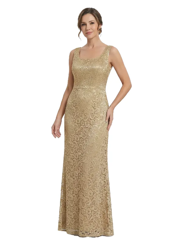 Elegant Square Sleeveless Lace Long Mother of The Bride Dresses sold by ChicSew