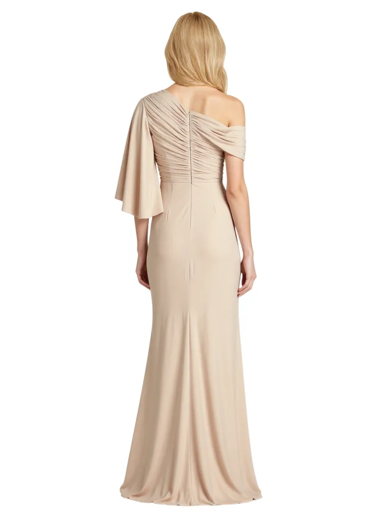 Elegant Side Slit Asymmetric Neckline Mermaid Ruched Long Mother Of The Bride Dresses sold by ChicSew product image thumbnail 2