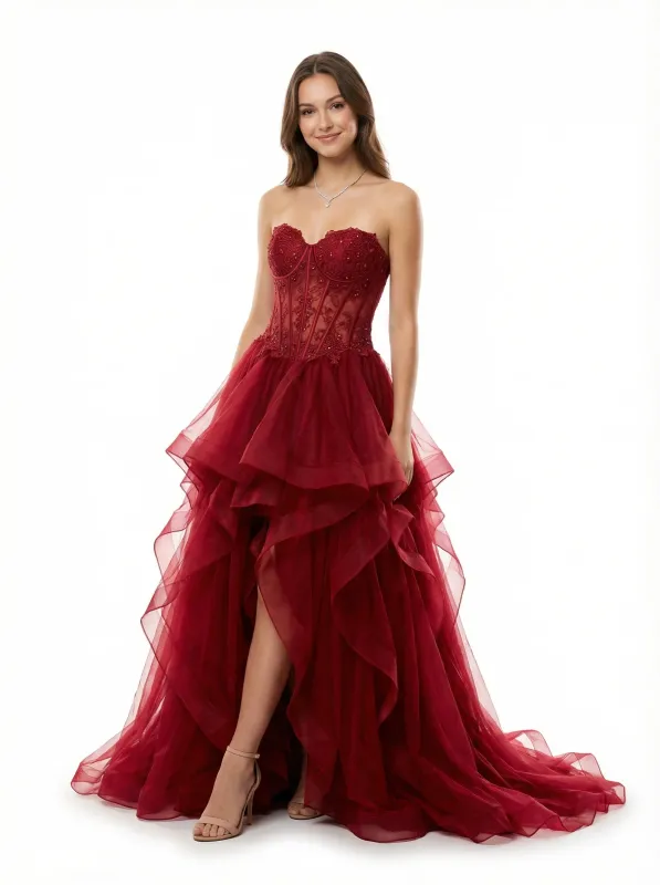 Strapless Lace Beaded A-line Sweetheart Long Party Prom Dresses sold by ChicSew