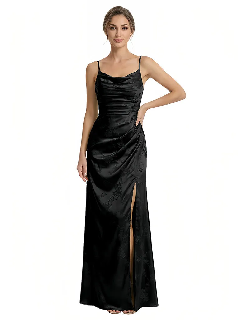 Elegant Jacquard Satin Spaghetti Straps Mermaid Long Formal Evening Dresses sold by ChicSew product image thumbnail 3