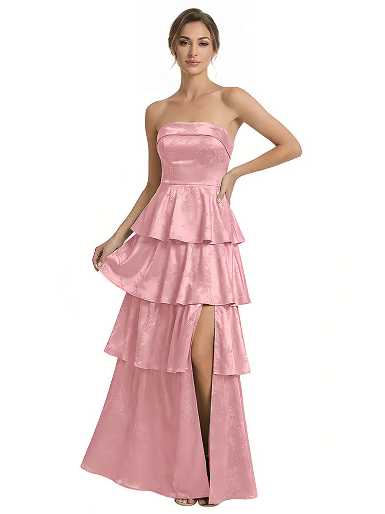 Elegant Jacquard Satin Straight Across A-Line Long Formal Evening Dresses sold by ChicSew product image thumbnail 5