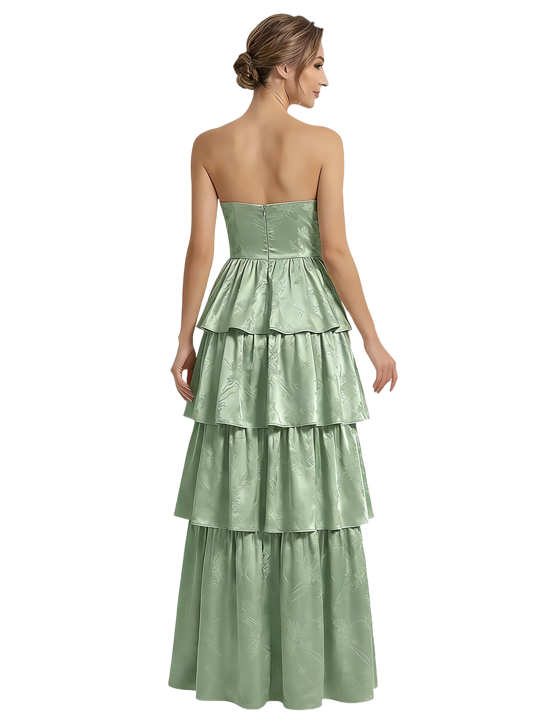 Elegant Jacquard Satin Straight Across A-Line Long Formal Evening Dresses sold by ChicSew product image thumbnail 2