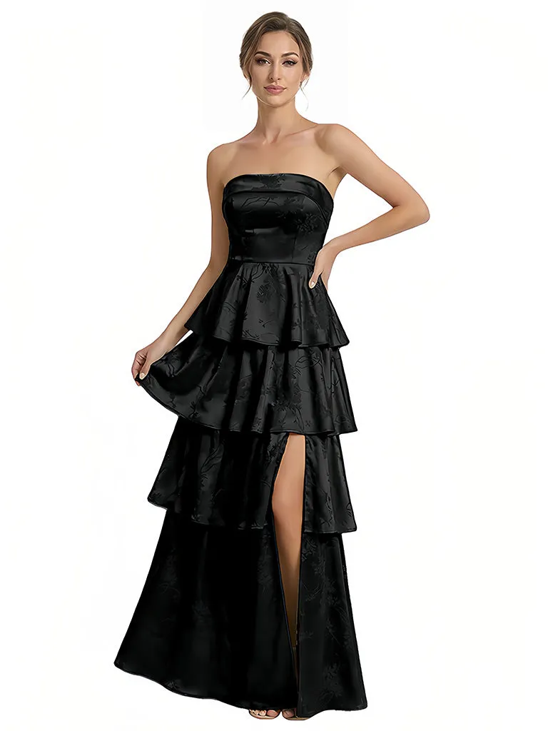 Elegant Jacquard Satin Straight Across A-Line Long Formal Evening Dresses sold by ChicSew product image thumbnail 3