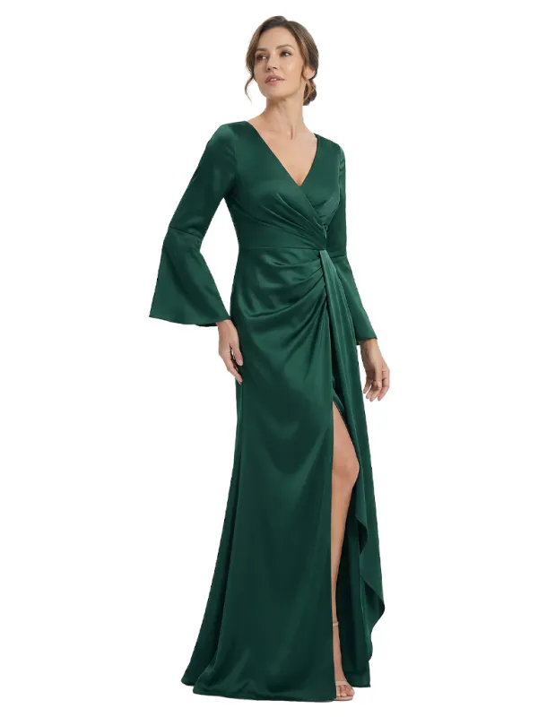 Elegant V-Neck Long Sleeves Side Slit Mermaid Mother Of The Bride Dresses sold by ChicSew