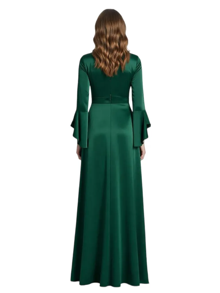 Elegant V-Neck Bell Long Sleeves Ruffles Mermaid Mother Of The Bride Dresses sold by ChicSew product image thumbnail 2