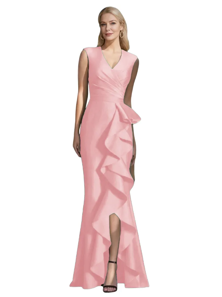 Elegant V-Neck Sleeveless Ruffle Side Slit Mermaid Mother Of The Bride Dresses sold by ChicSew product image thumbnail 5