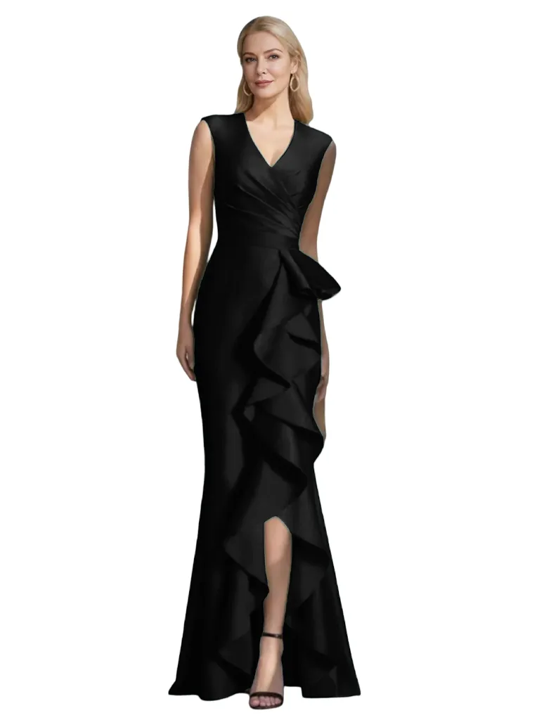 Elegant V-Neck Sleeveless Ruffle Side Slit Mermaid Mother Of The Bride Dresses sold by ChicSew product image thumbnail 3