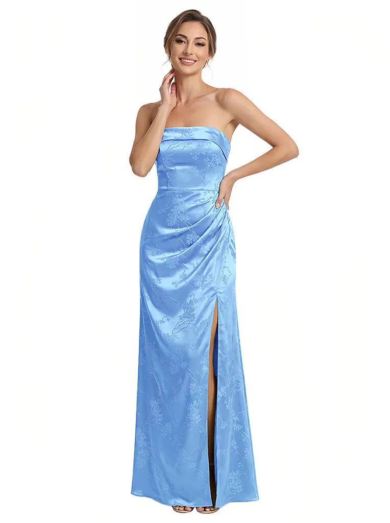 Elegant Jacquard Satin Strapless Sleeveless Mermaid Long Formal Evening Dresses sold by ChicSew product image thumbnail 4