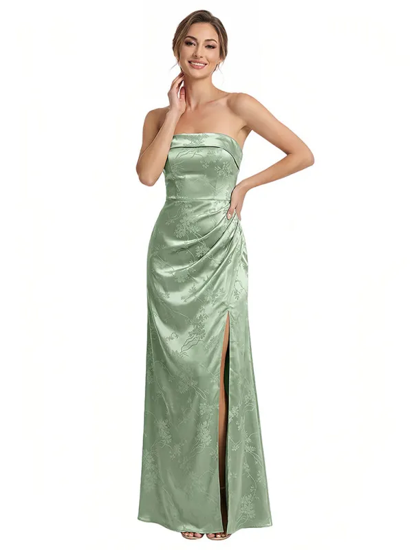Elegant Jacquard Satin Strapless Sleeveless Mermaid Long Formal Evening Dresses sold by ChicSew