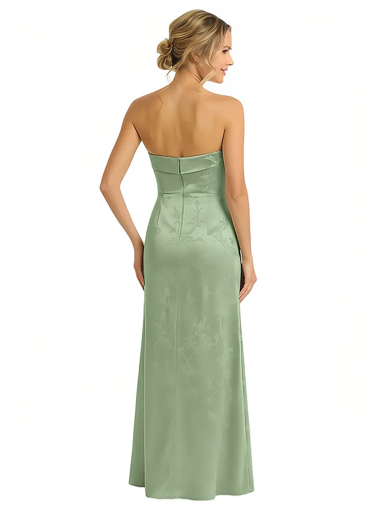 Elegant Jacquard Satin Strapless Sleeveless Mermaid Long Formal Evening Dresses sold by ChicSew product image thumbnail 2