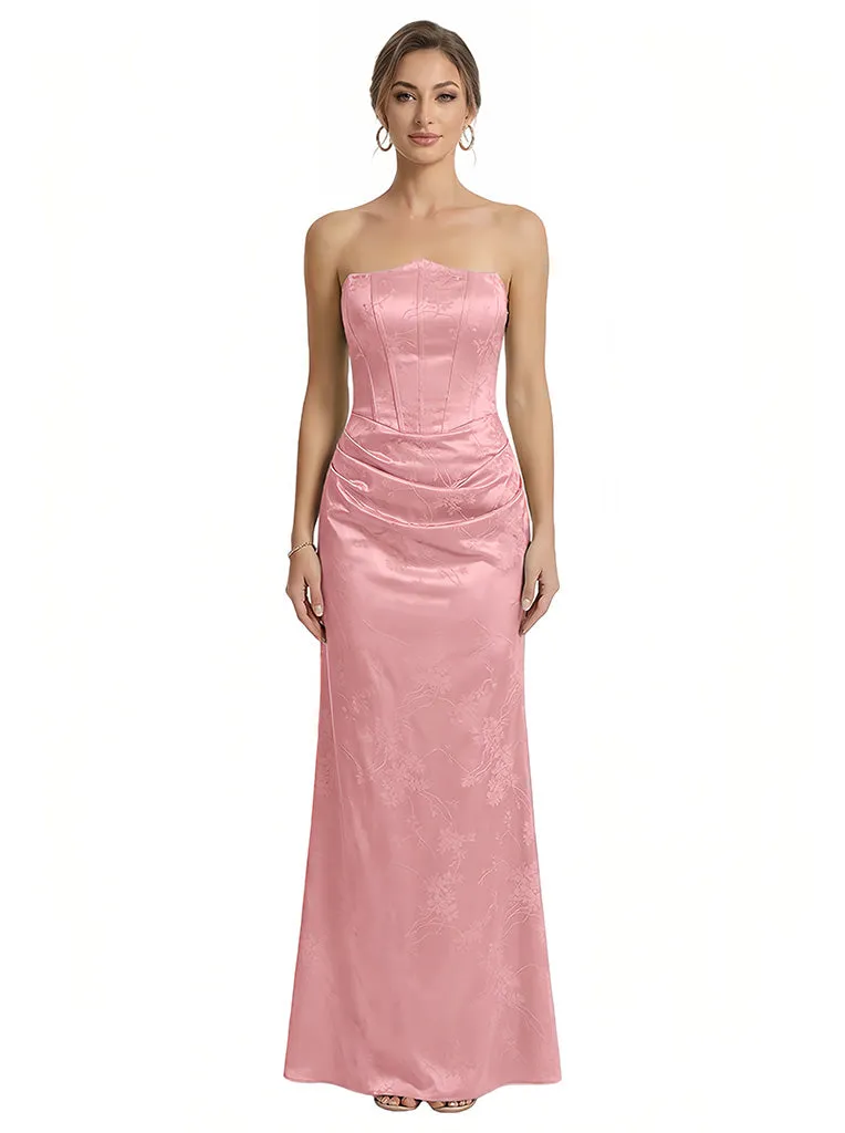 Elegant Jacquard Satin Straight Across Boning Mermaid Long Formal Evening Dresses sold by ChicSew product image thumbnail 5