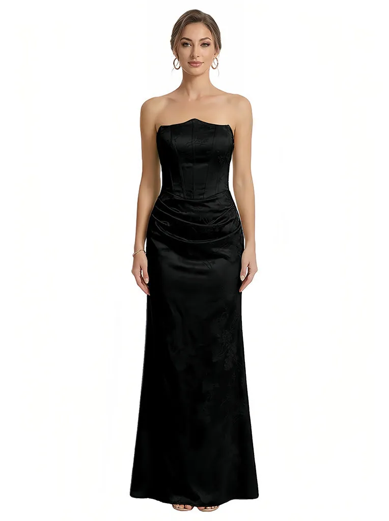 Elegant Jacquard Satin Straight Across Boning Mermaid Long Formal Evening Dresses sold by ChicSew product image thumbnail 3