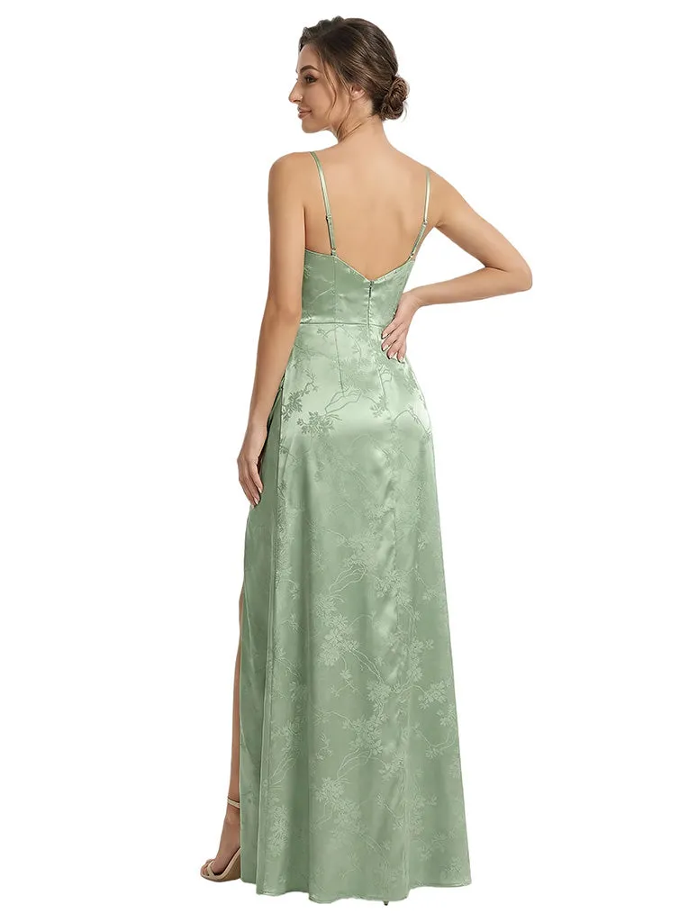 Elegant Jacquard Satin Spaghetti Straps Mermaid Long Formal Evening Dresses sold by ChicSew product image thumbnail 2