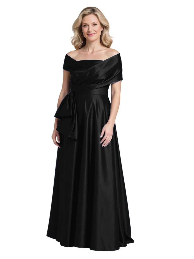 Elegant Cape Neckline Satin A-line Mother Of The Bride Dresses sold by ChicSew product image thumbnail 3