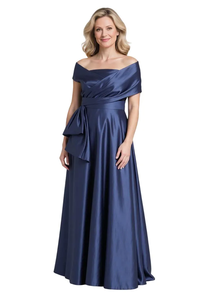 Elegant Cape Neckline Satin A-line Mother Of The Bride Dresses sold by ChicSew