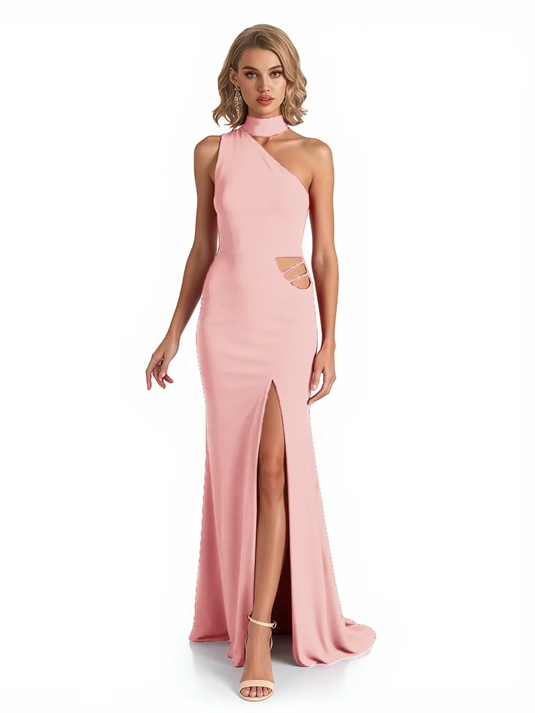 Sexy One Shoulder Side Slit Mermaid Jersey Long Formal Dresses For Women sold by ChicSew product image thumbnail 5