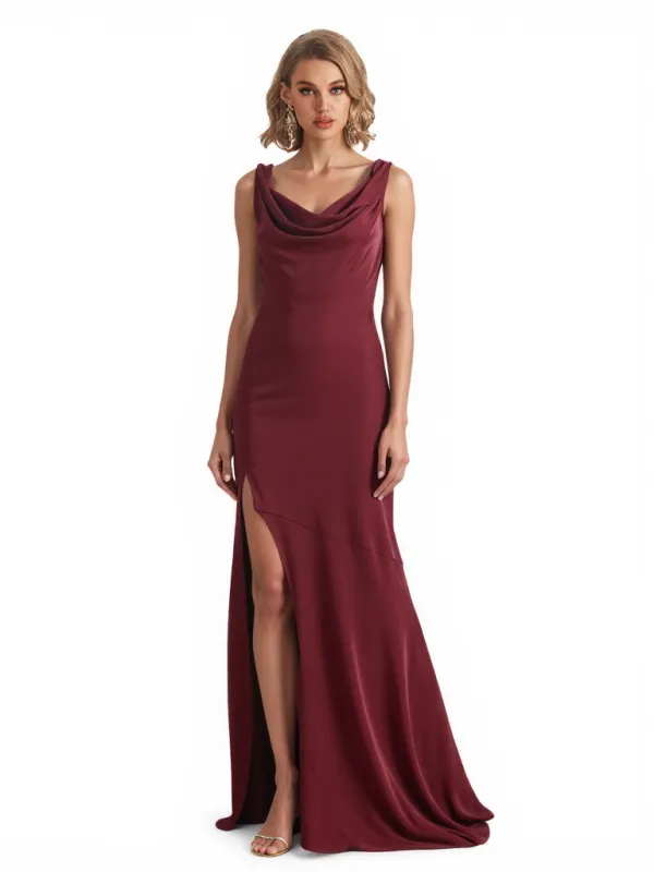 Sexy Jewel Sleeveless Side Slit Mermaid Jersey Long Formal Dresses For Women sold by ChicSew