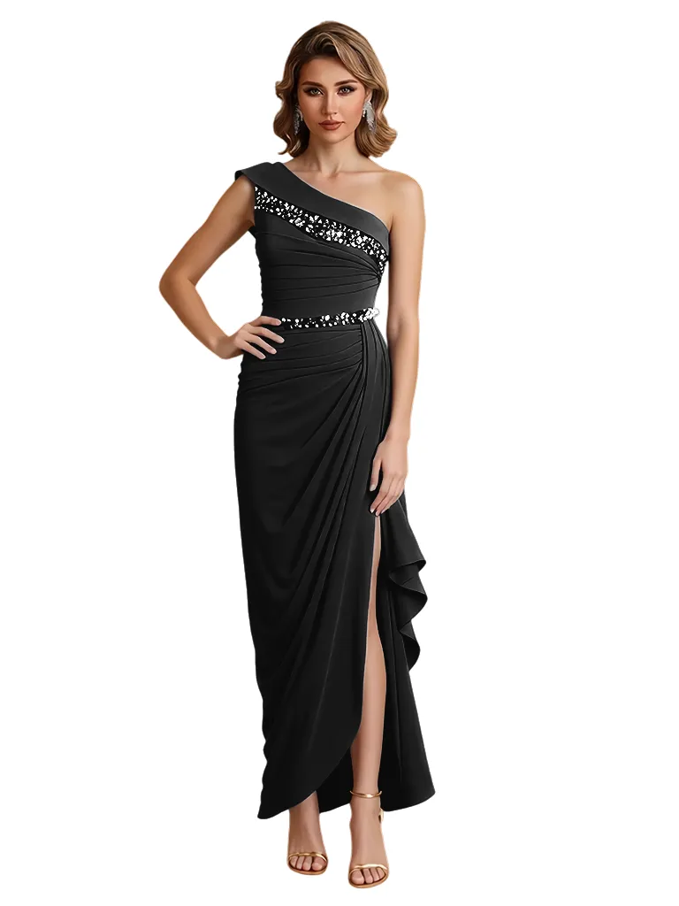 Sexy One Shoulder Side Slit Mermaid Jersey Long Formal Dresses For Women sold by ChicSew product image thumbnail 3