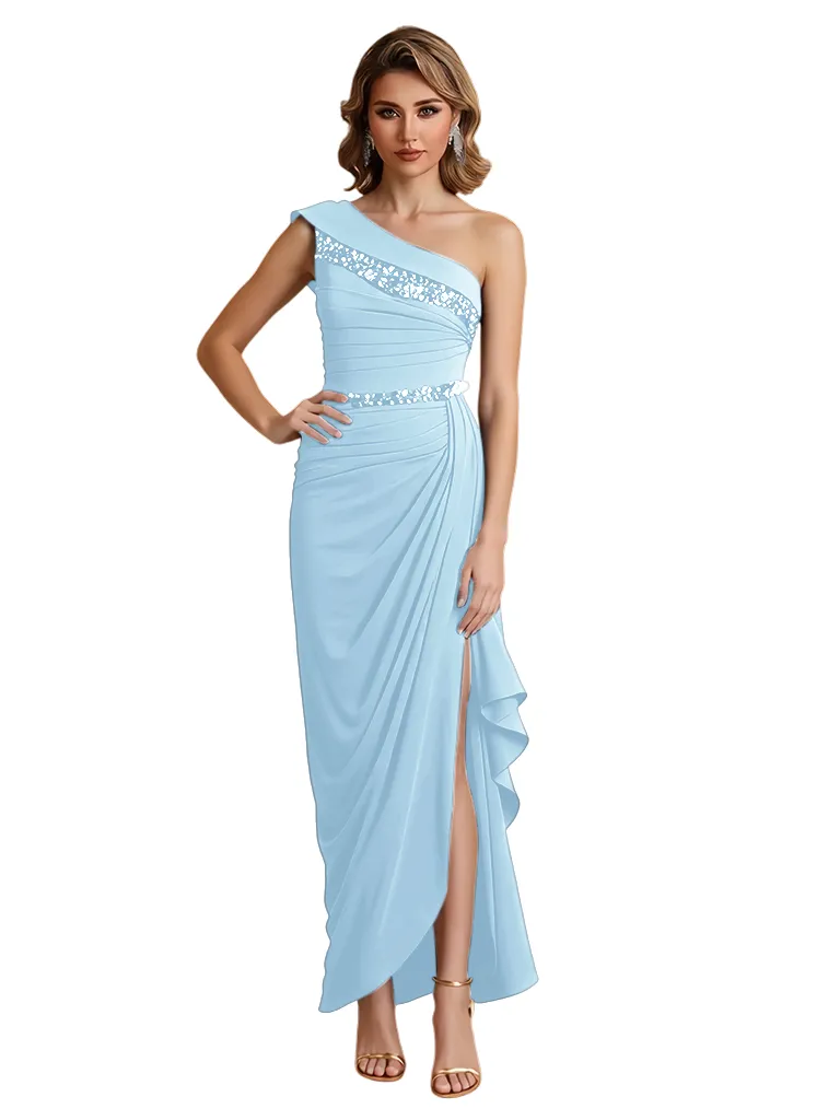 Sexy One Shoulder Side Slit Mermaid Jersey Long Formal Dresses For Women sold by ChicSew product image thumbnail 4