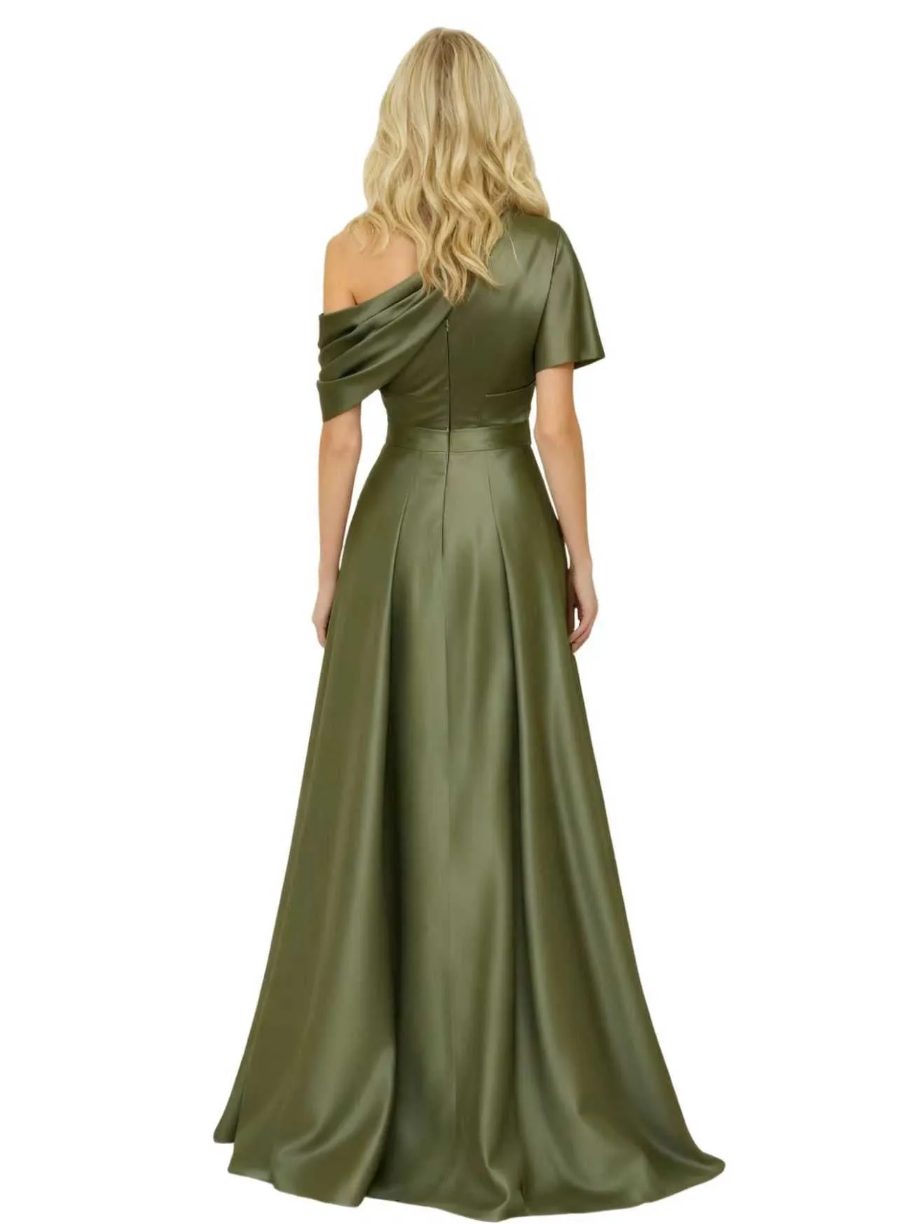 Elegant Asymmetric Straps Satin Pantsuit For Mother Of The Bride Overskirt sold by ChicSew product image thumbnail 2