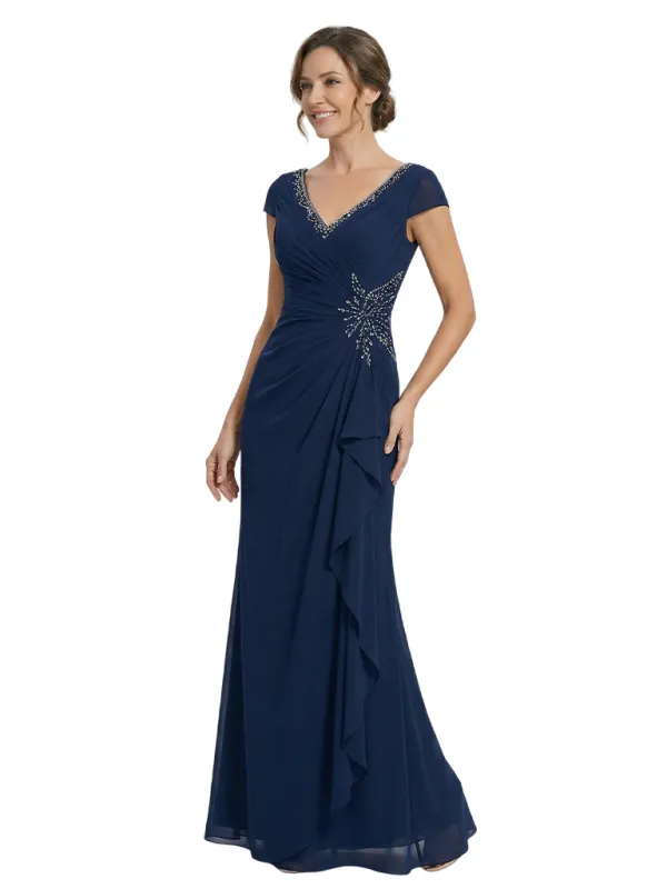 Elegant Cap Sleeves Lace Chiffon A-Line Mother of The Bride Dresses sold by ChicSew