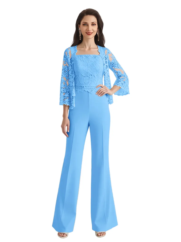Elegant Square Chiffon And Lace Long Sleeves Pantsuit For Mother Of The Bride and Jacket sold by ChicSew product image thumbnail 4